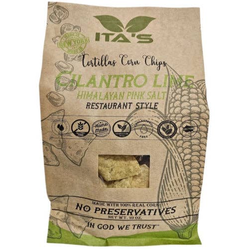 Ita's Tortillas Chips With Cilantro, Lime and Pink Salt