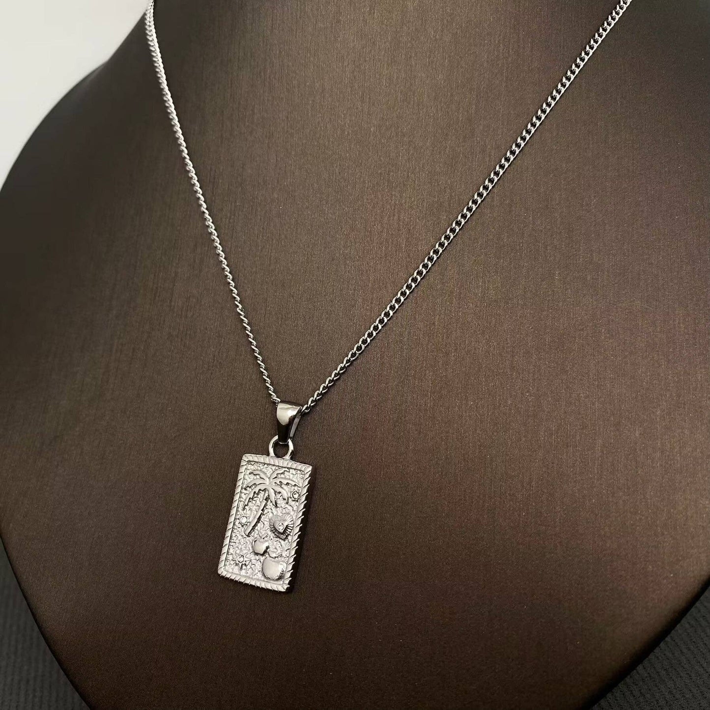 Summer Coconut Tree Charm 18K Golden SS Necklace - FGS