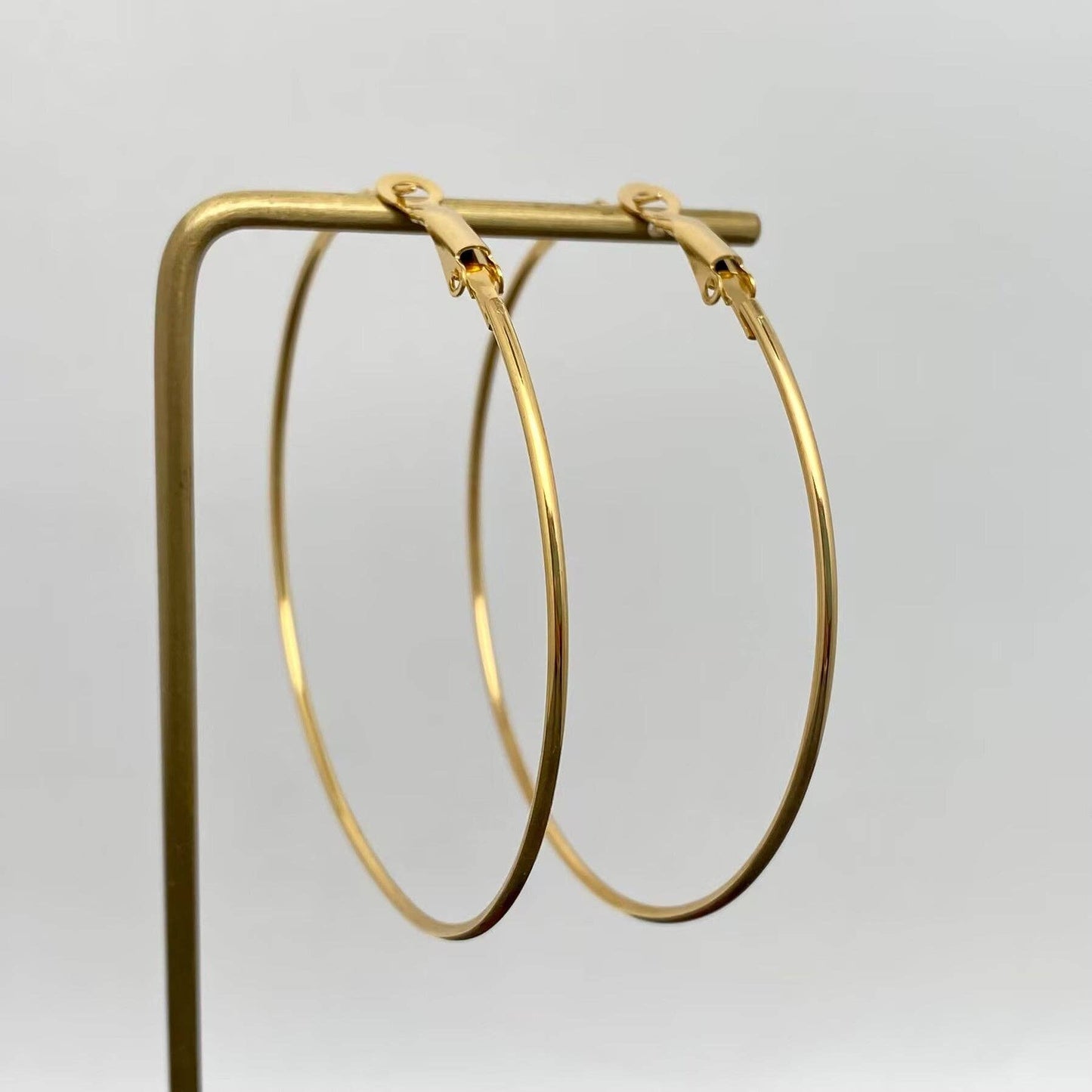 60mm Inside Diameter 18K Gold Plated SS Hoop Earrings - FGS