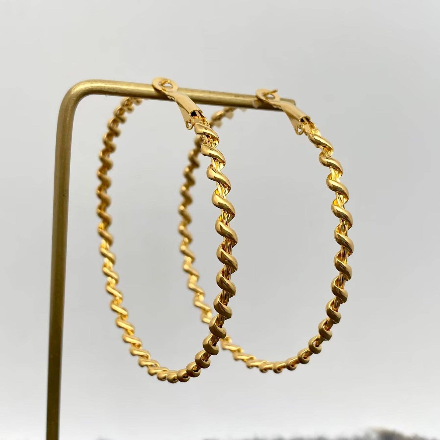 60mm Inside Diameter 18K Gold Plated SS Hoop Earrings - FGS