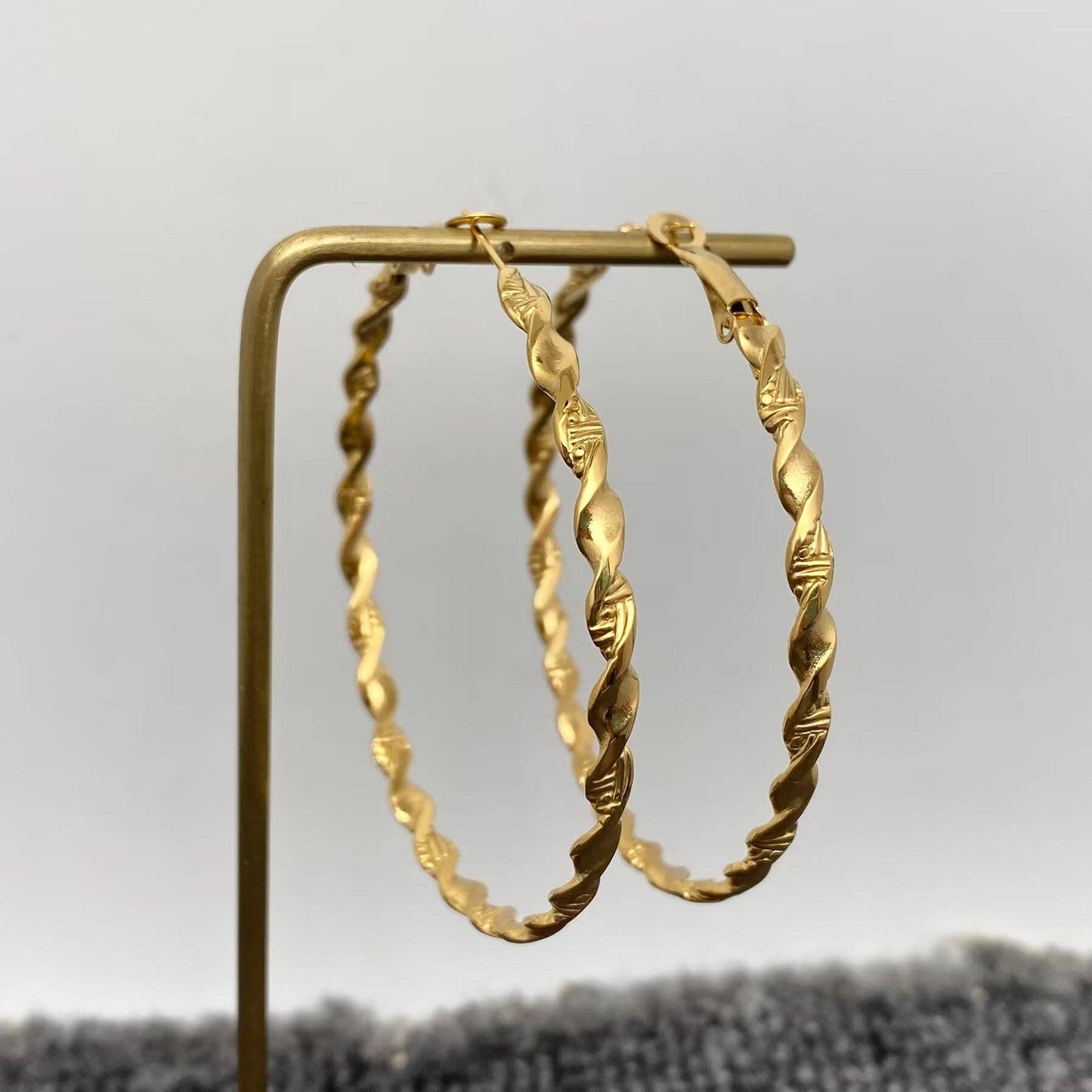 60mm Inside Diameter 18K Gold Plated SS Hoop Earrings - FGS