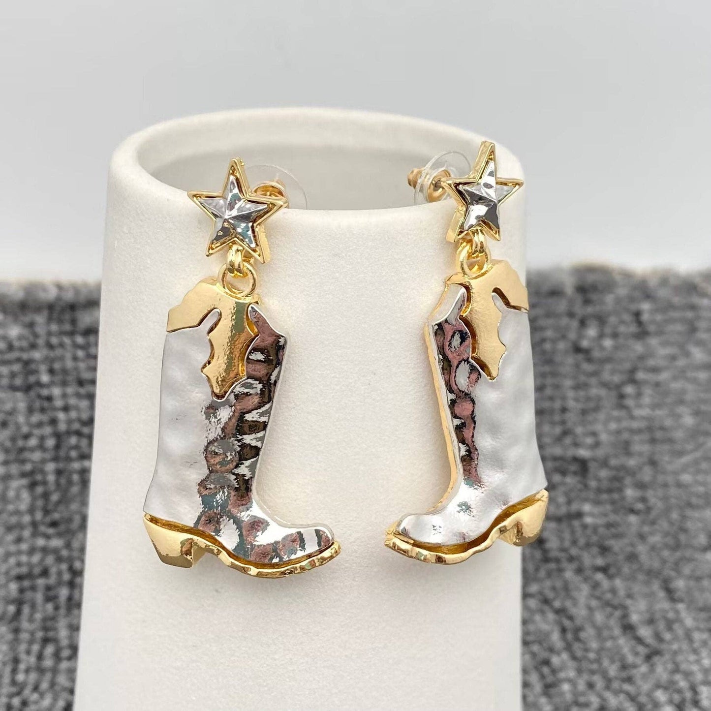 Western Style Boots Charm Stars Post Earrings - WJ