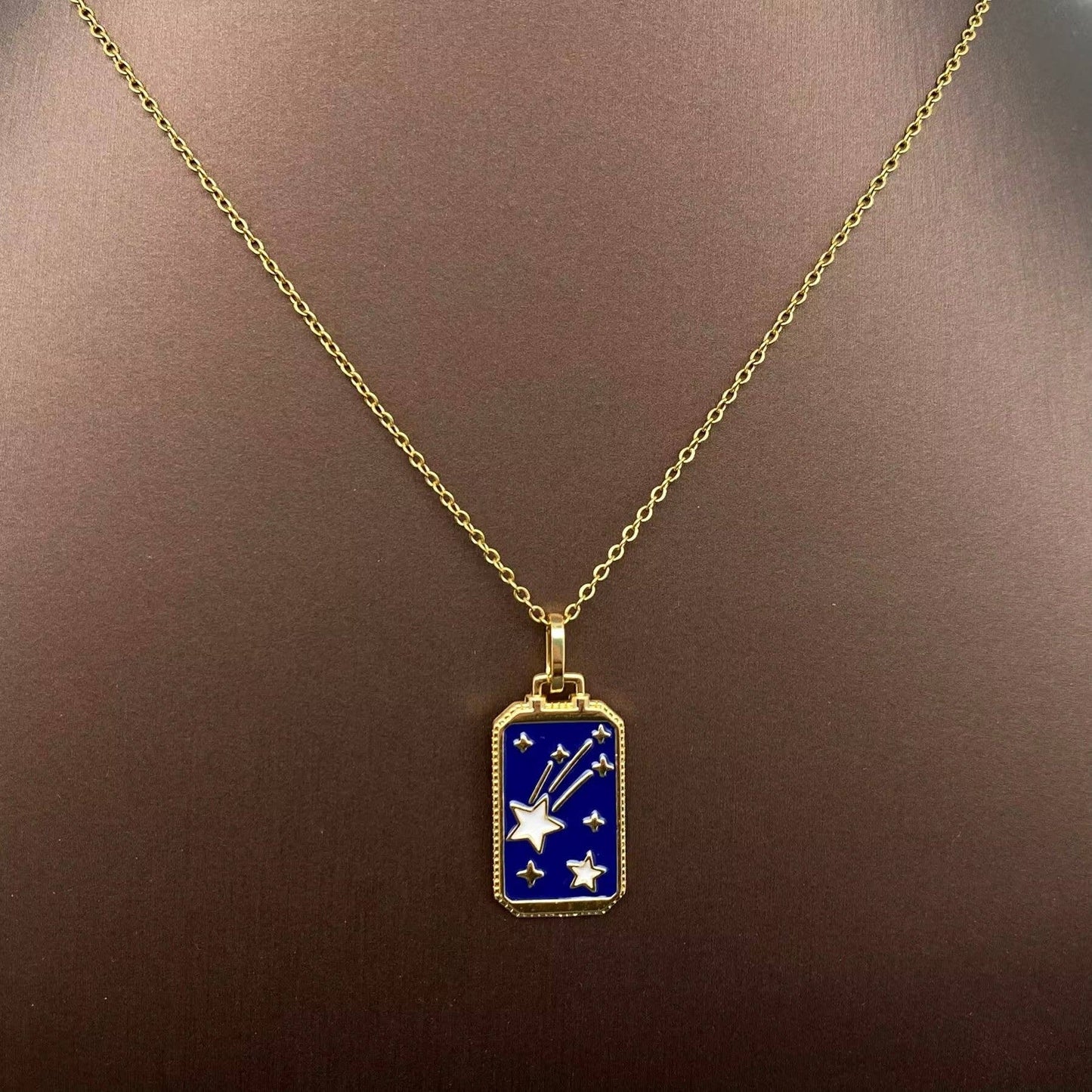 Enamel Tarot Charm 18K Gold Plated Necklace - MS