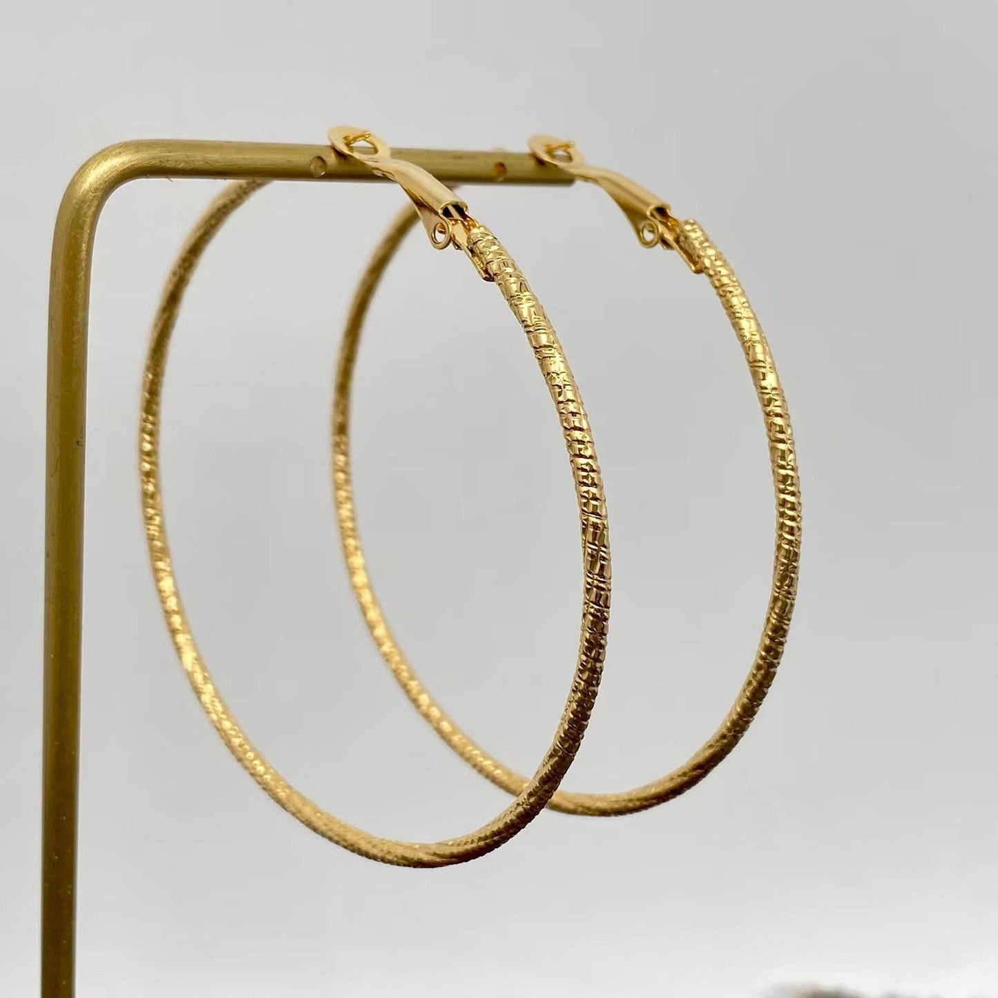 60mm Inside Diameter 18K Gold Plated SS Hoop Earrings - FGS