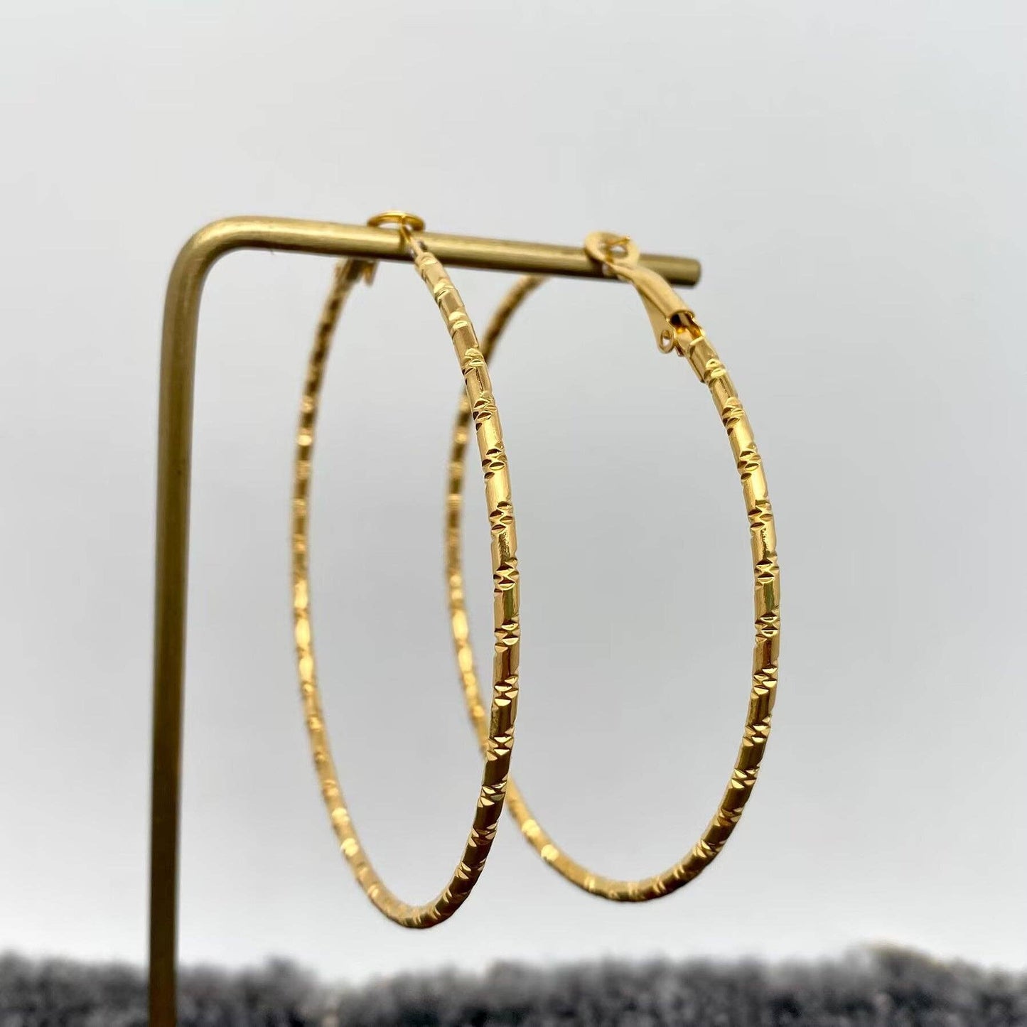 60mm Inside Diameter 18K Gold Plated SS Hoop Earrings - FGS