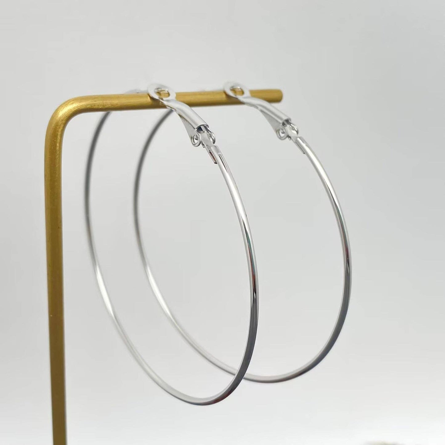 60mm Inside Diameter 18K Gold Plated SS Hoop Earrings - FGS