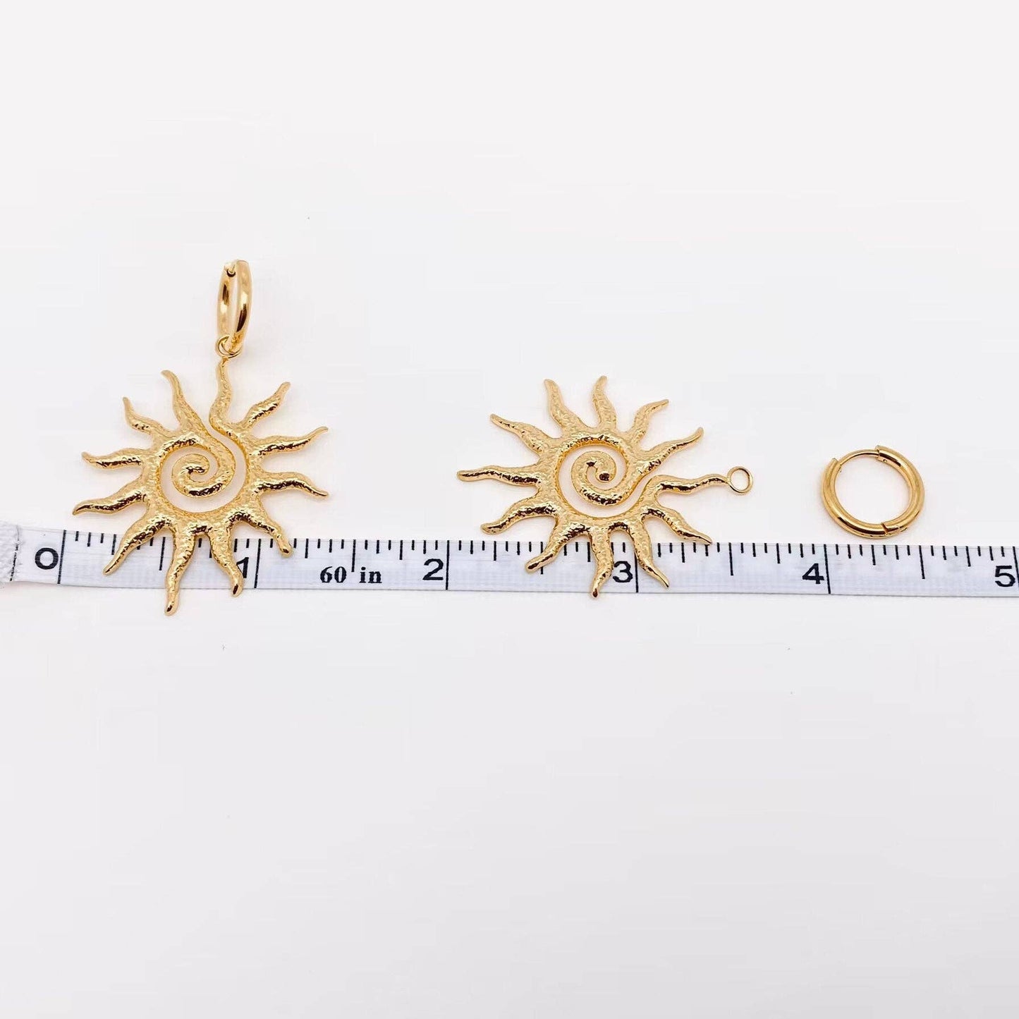 18k Gold Plated Spiral Sun Design Huggie Earrings - FGS/MS