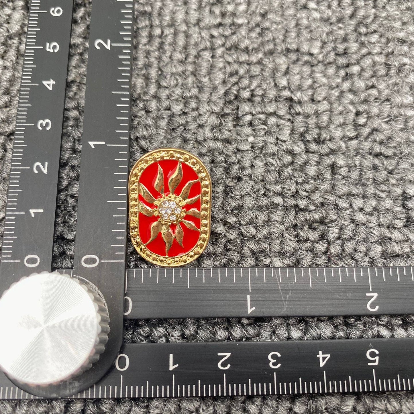 Vintage Red Enamel Sun Stud Earrings - MS