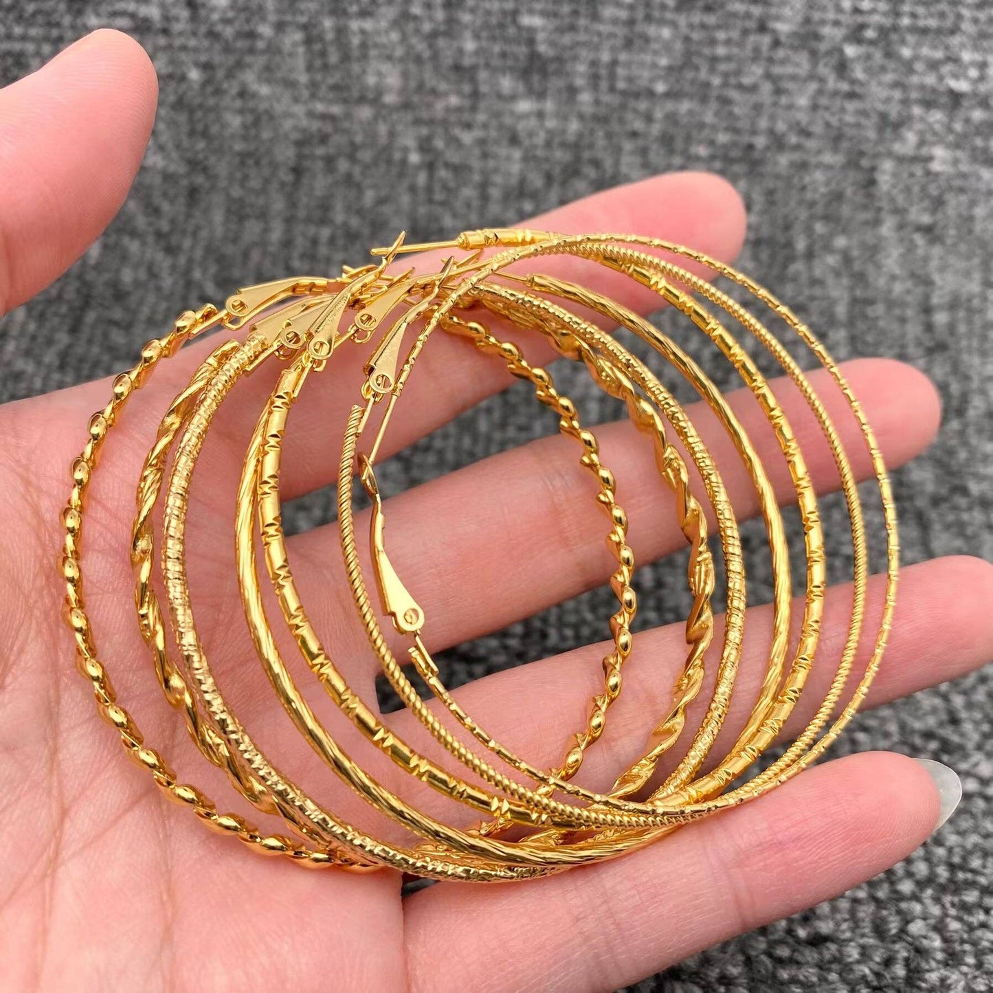 60mm Inside Diameter 18K Gold Plated SS Hoop Earrings - FGS