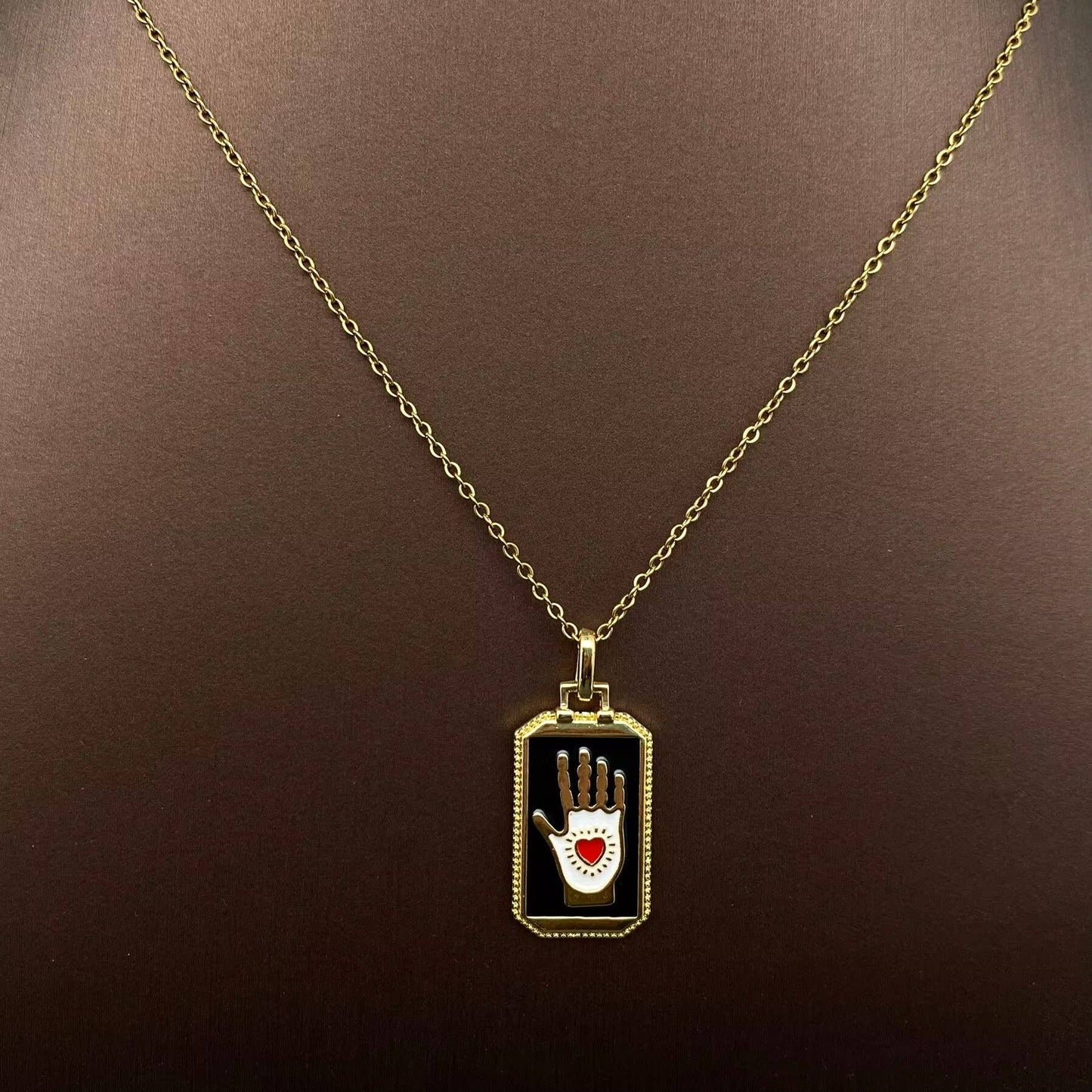 Enamel Tarot Charm 18K Gold Plated Necklace - MS