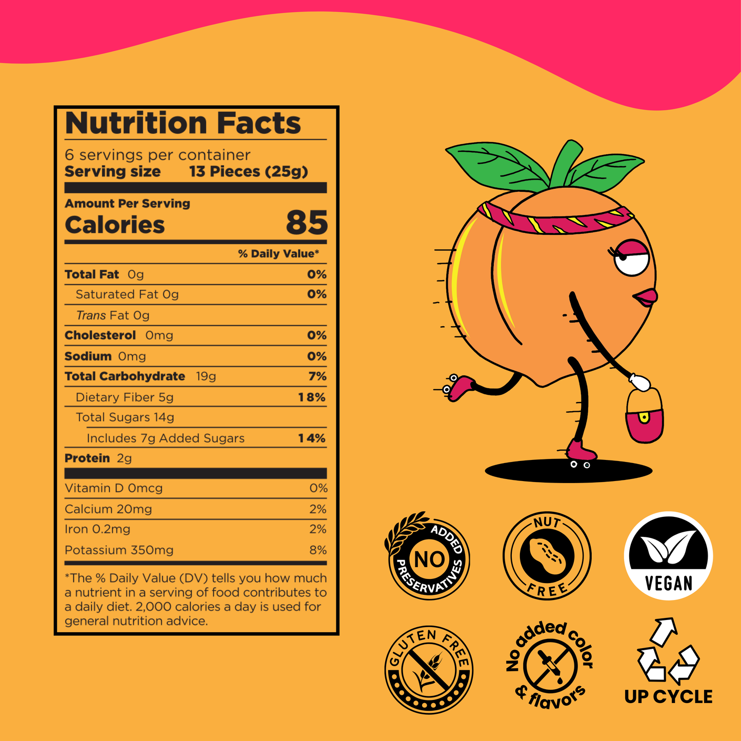 Pretty Peach - Natural Fruit Snacks - Dried Fruit Bites