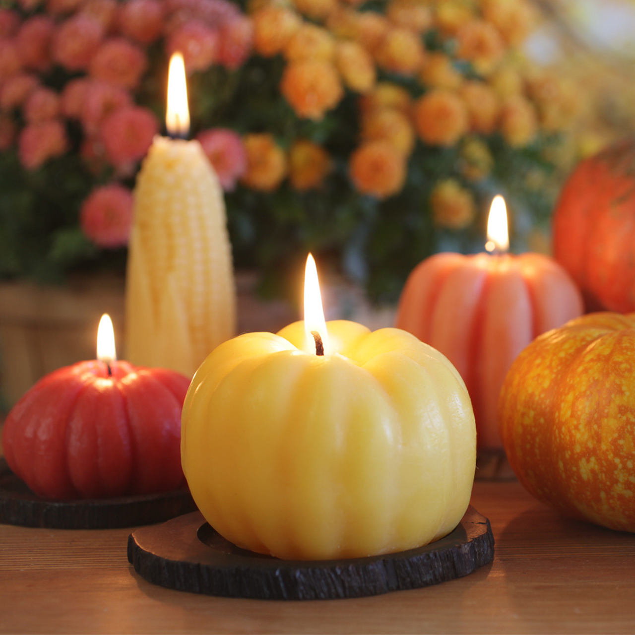 Pumpkin Candles – 100% Pure Beeswax – 3 Sizes Available
