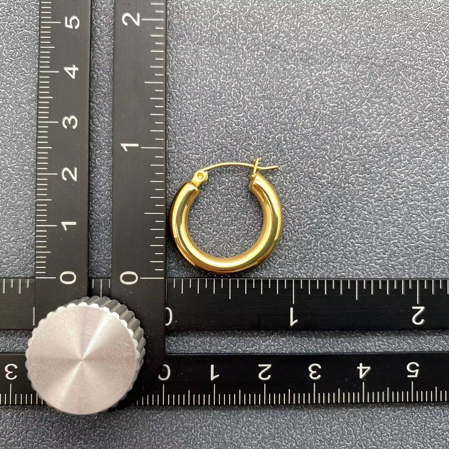 18K Gold Plated Stainless Steel Glossy Hoop Earrings - FGS
