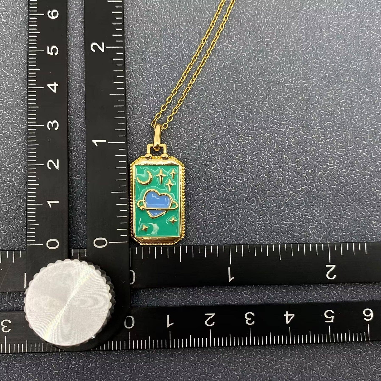 Enamel Tarot Charm 18K Gold Plated Necklace - MS
