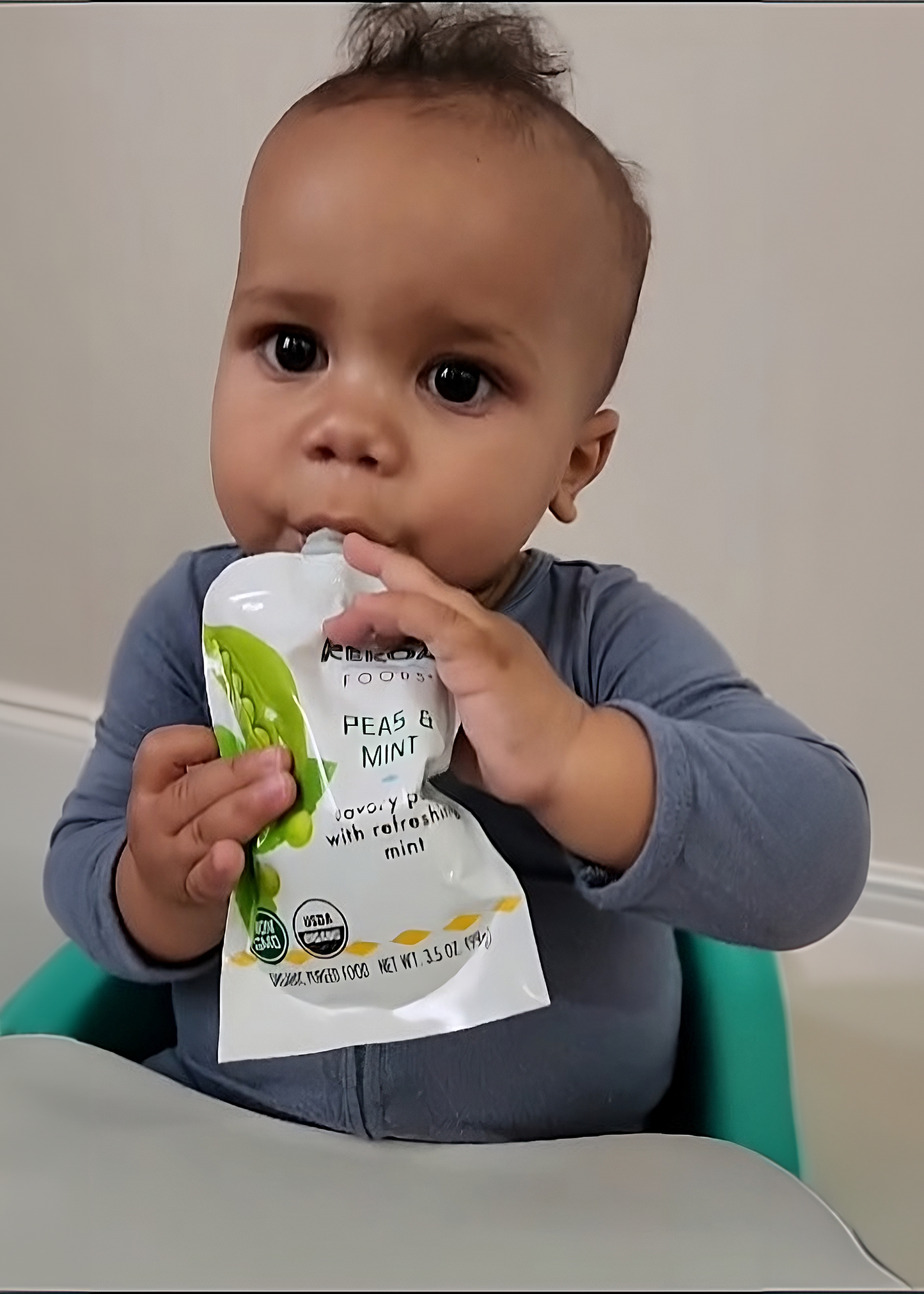 Peas & Mint Squeeze Pouch, 100% Organic Vegetarian Baby Food Purée