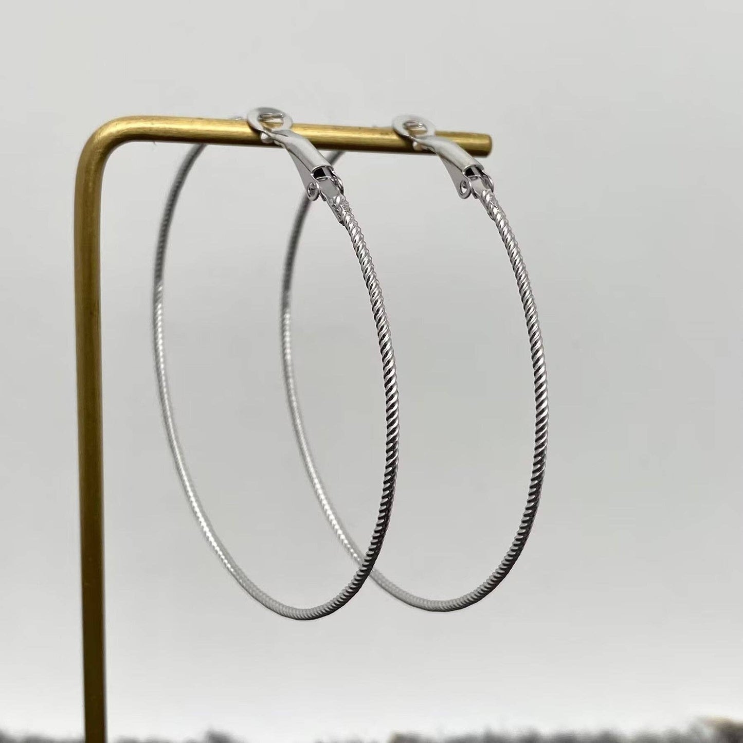 60mm Inside Diameter 18K Gold Plated SS Hoop Earrings - FGS
