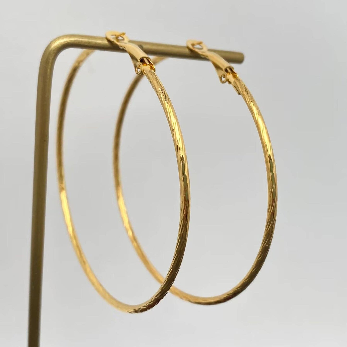 60mm Inside Diameter 18K Gold Plated SS Hoop Earrings - FGS