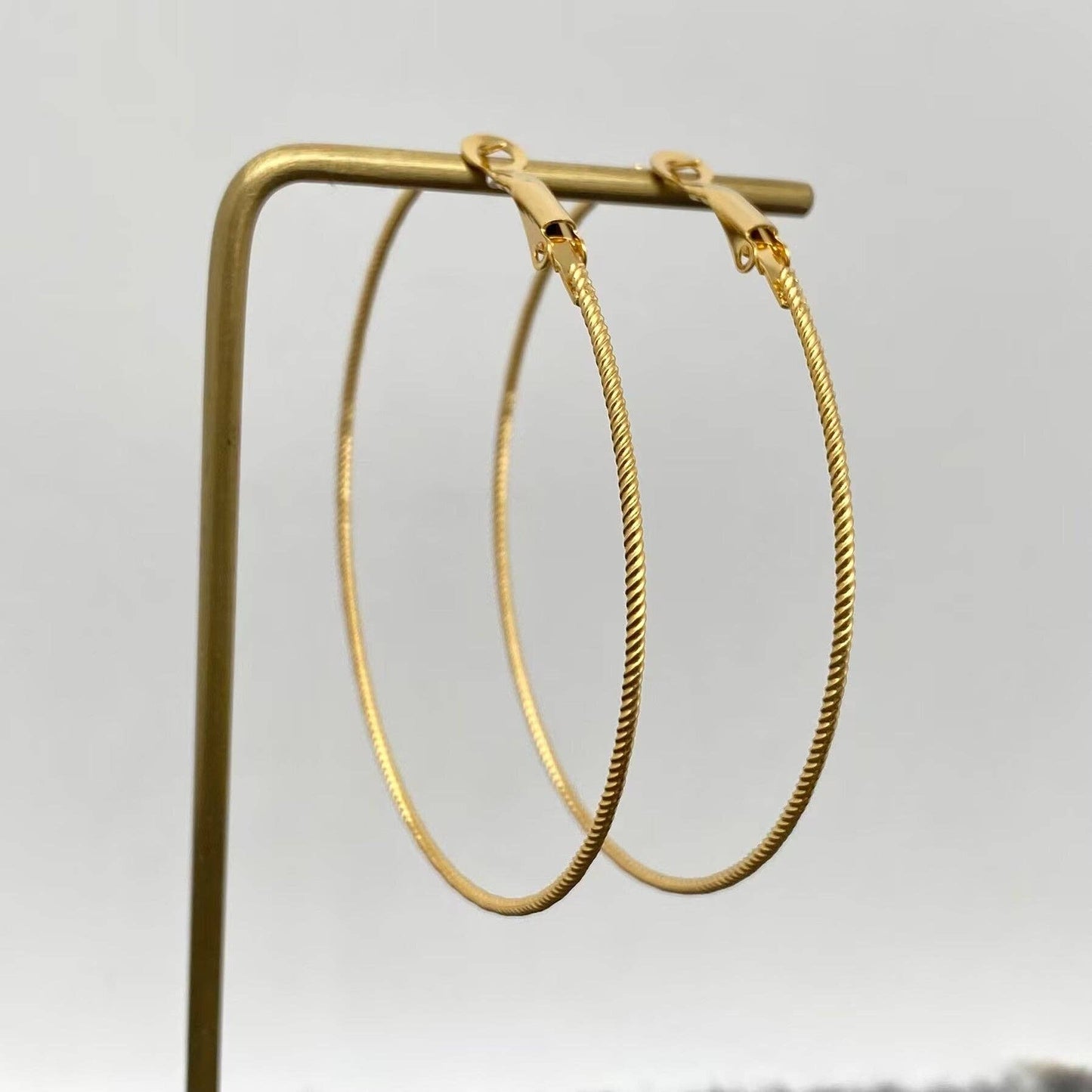 60mm Inside Diameter 18K Gold Plated SS Hoop Earrings - FGS