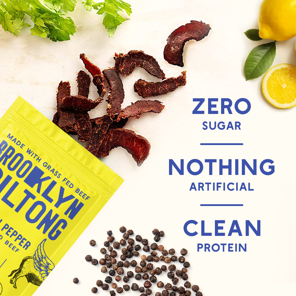 2oz Grass Fed Biltong Lemon Pepper Sliced Tender Jerky