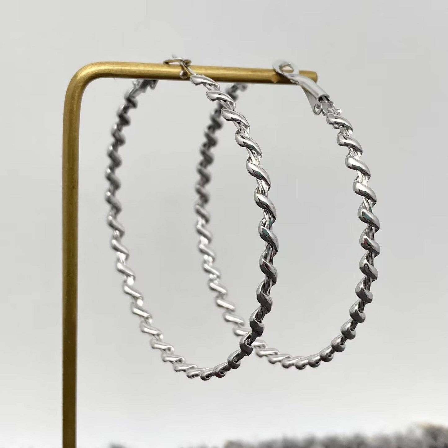 60mm Inside Diameter 18K Gold Plated SS Hoop Earrings - FGS