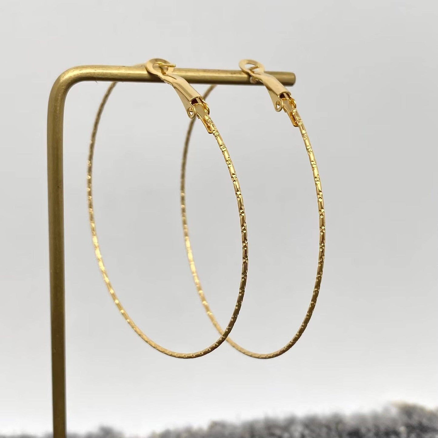 60mm Inside Diameter 18K Gold Plated SS Hoop Earrings - FGS