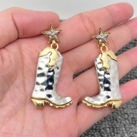 Western Style Boots Charm Stars Post Earrings - WJ