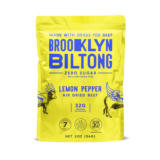 2oz Grass Fed Biltong Lemon Pepper Sliced Tender Jerky