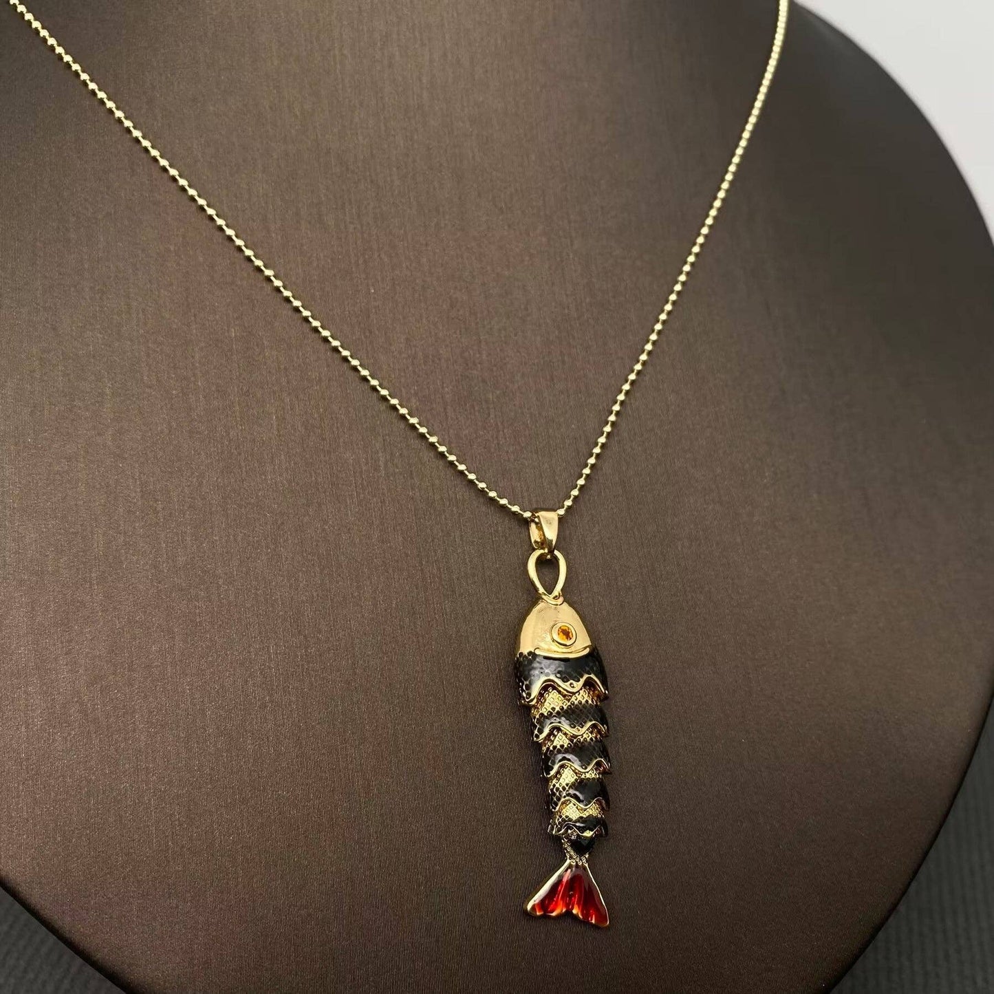 Summer Ocean Style Enamel Fish Charm Necklace